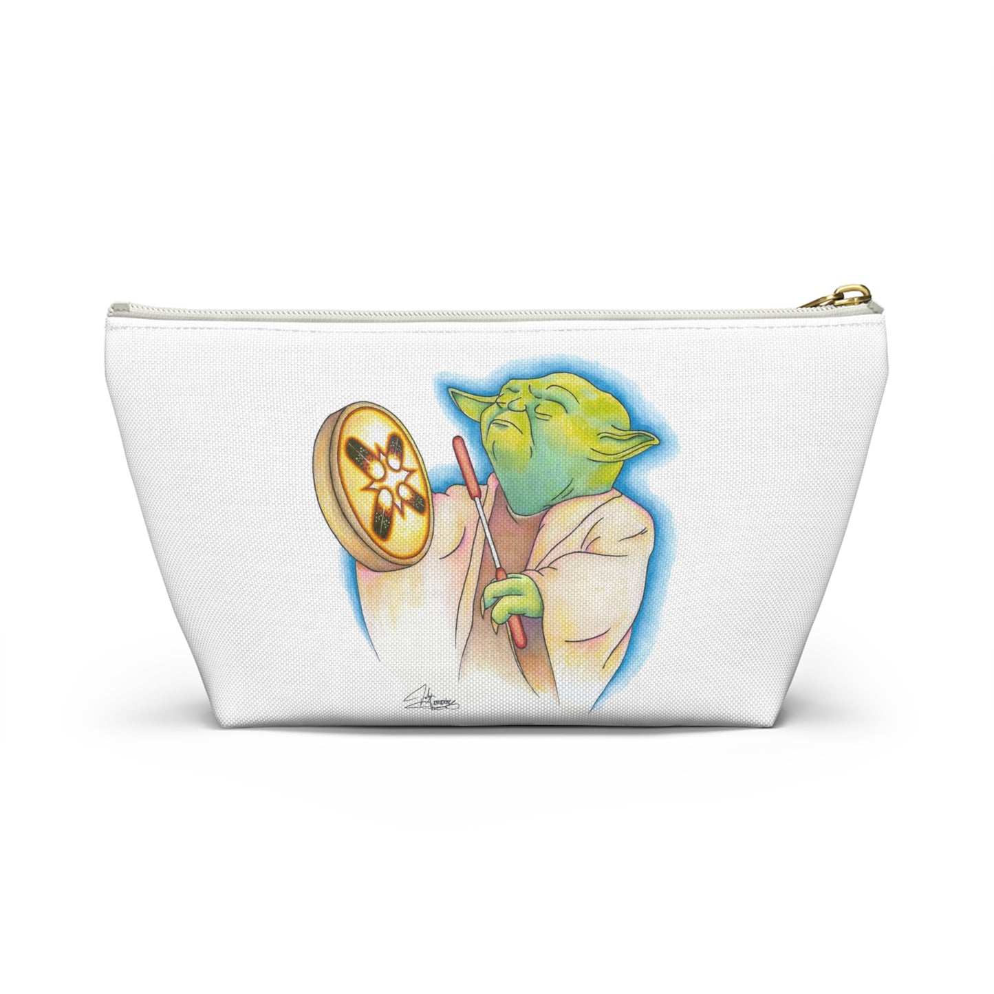 Accessory Pouch w T-bottom, Alien Playing Native Hand Drum, Native American, Native Humor, Pop Art
