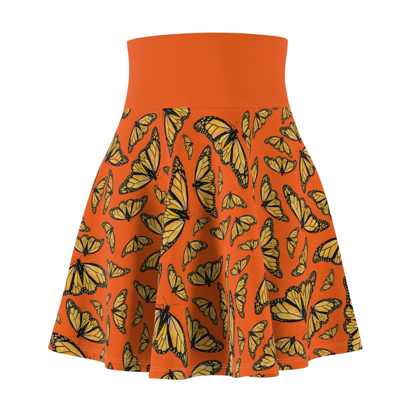 Women's Skater Skirt, Monarch, Orange Background, Butterfly, Kamama