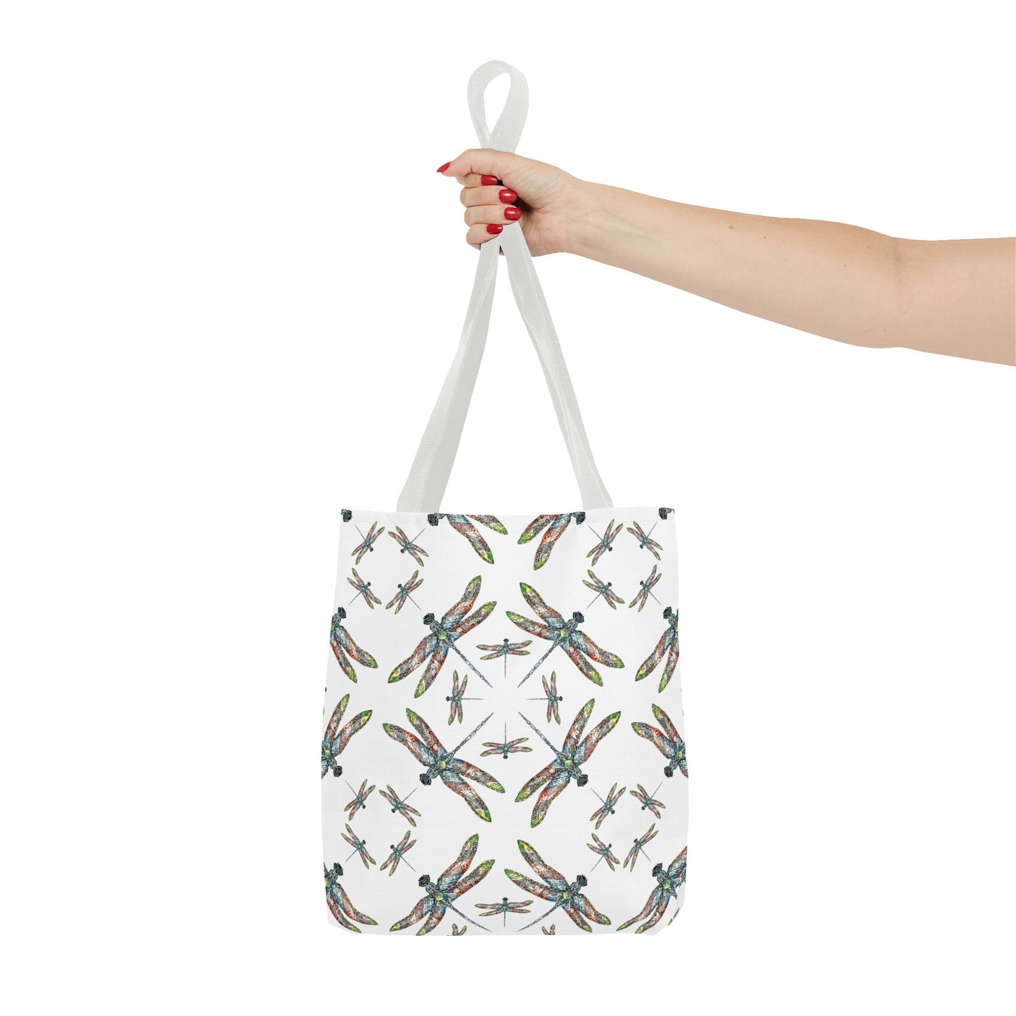 Dragonfly Tote Bag, White, Shoulder bag, Powwow tote, Carry all