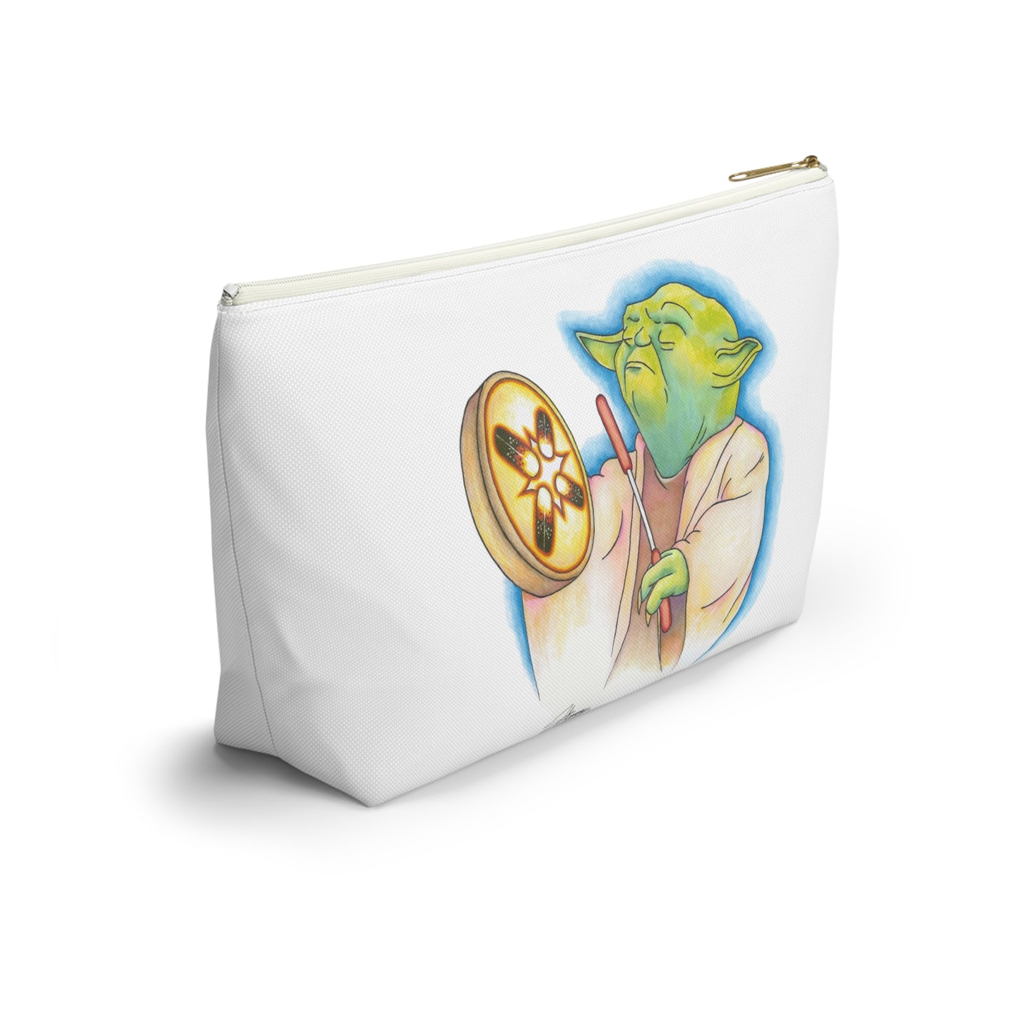 Accessory Pouch w T-bottom, Alien Playing Native Hand Drum, Native American, Native Humor, Pop Art