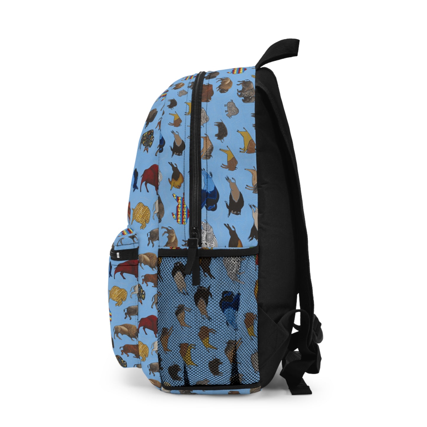 Backpack, Blue, Bison Transition, Buffalo, Native American, Back to School, Camping, Hiking, Travel