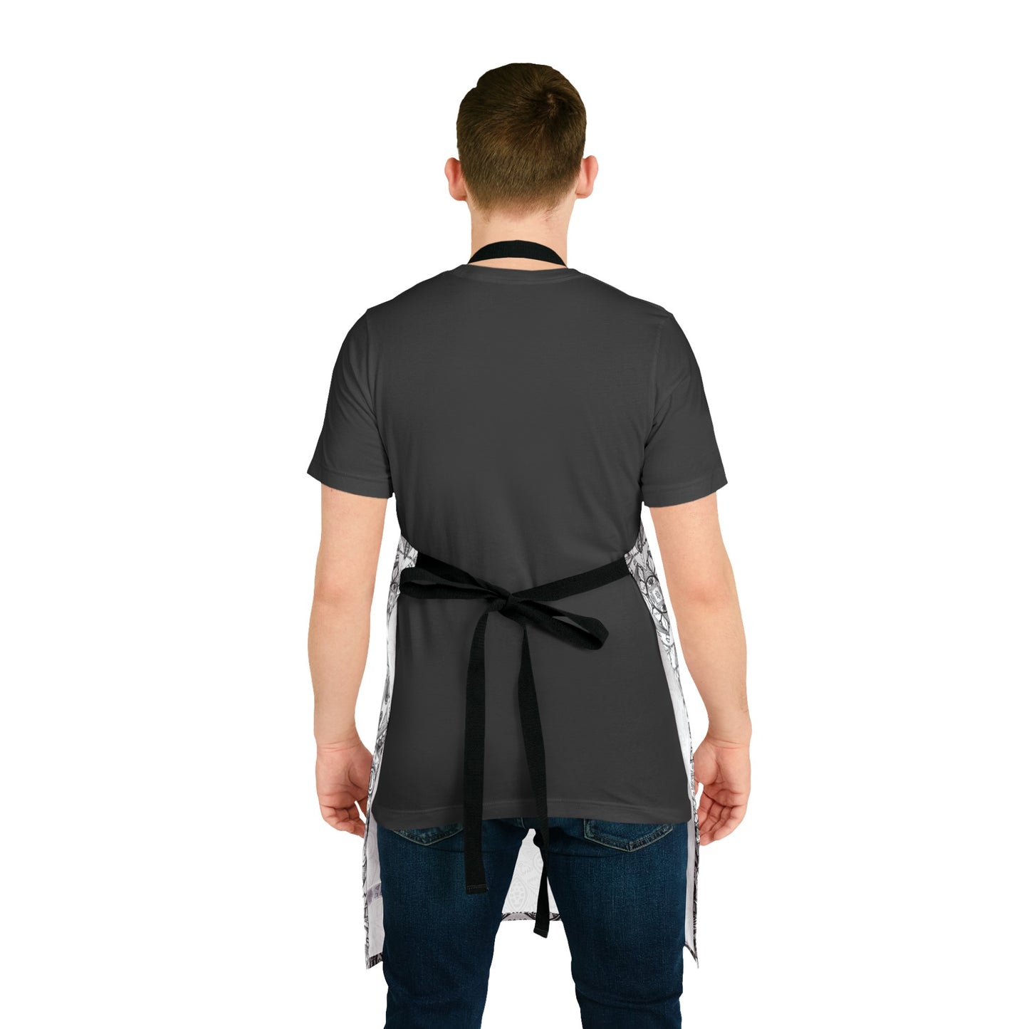 Apron, Black and White, Tribal Motif, Geometric, Ancient Mound Symbols, Native American Design