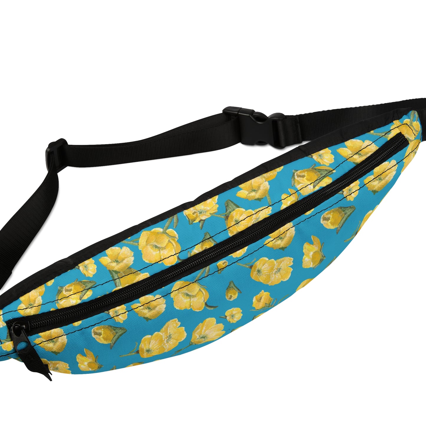 Fanny Pack, Turquoise Background, Buttercups, Yellow Wildflowers, Floral, Oklahoma