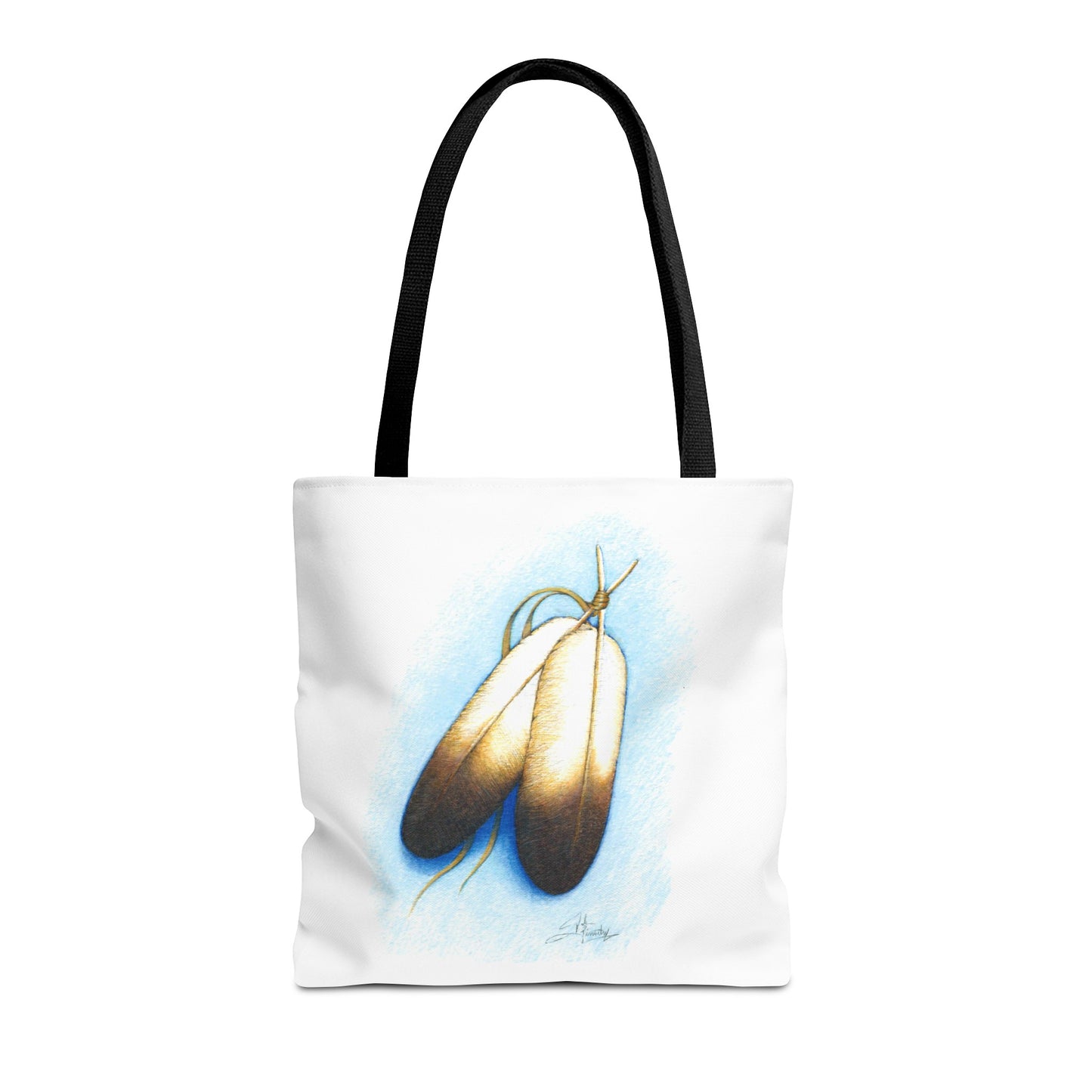 Double Feather Tote Bag, Native American design, book bag, powwow tote bag