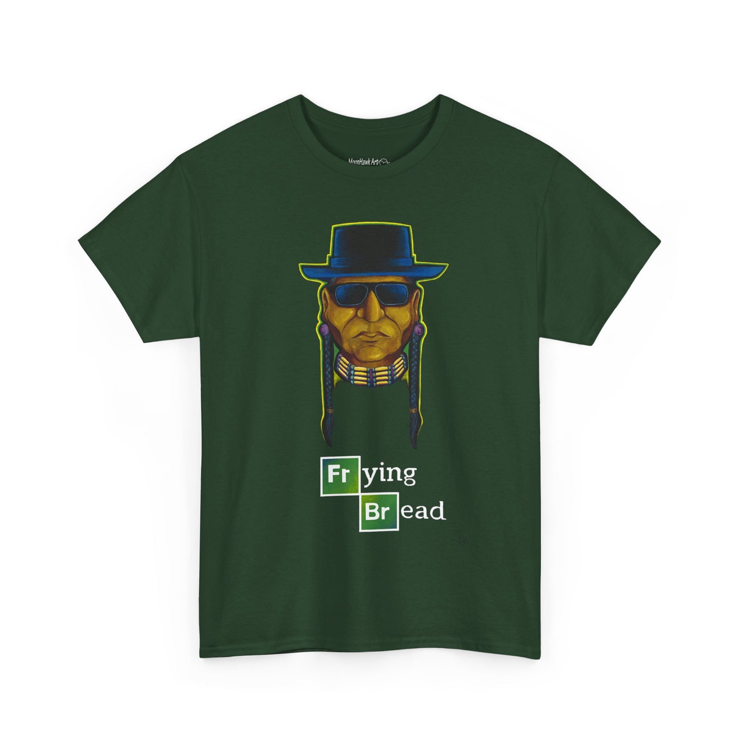 Unisex Heavy Cotton Tee, Walter Red, Frying Bread, Native Humor, Indigenous Pop Art
