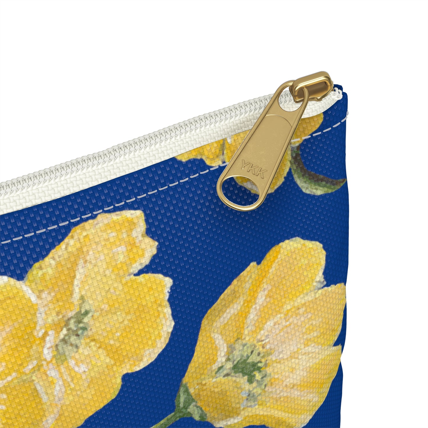 Accessory Pouch, Buttercups, Dark Blue Background, Oklahoma Wildflower, Yellow Floral