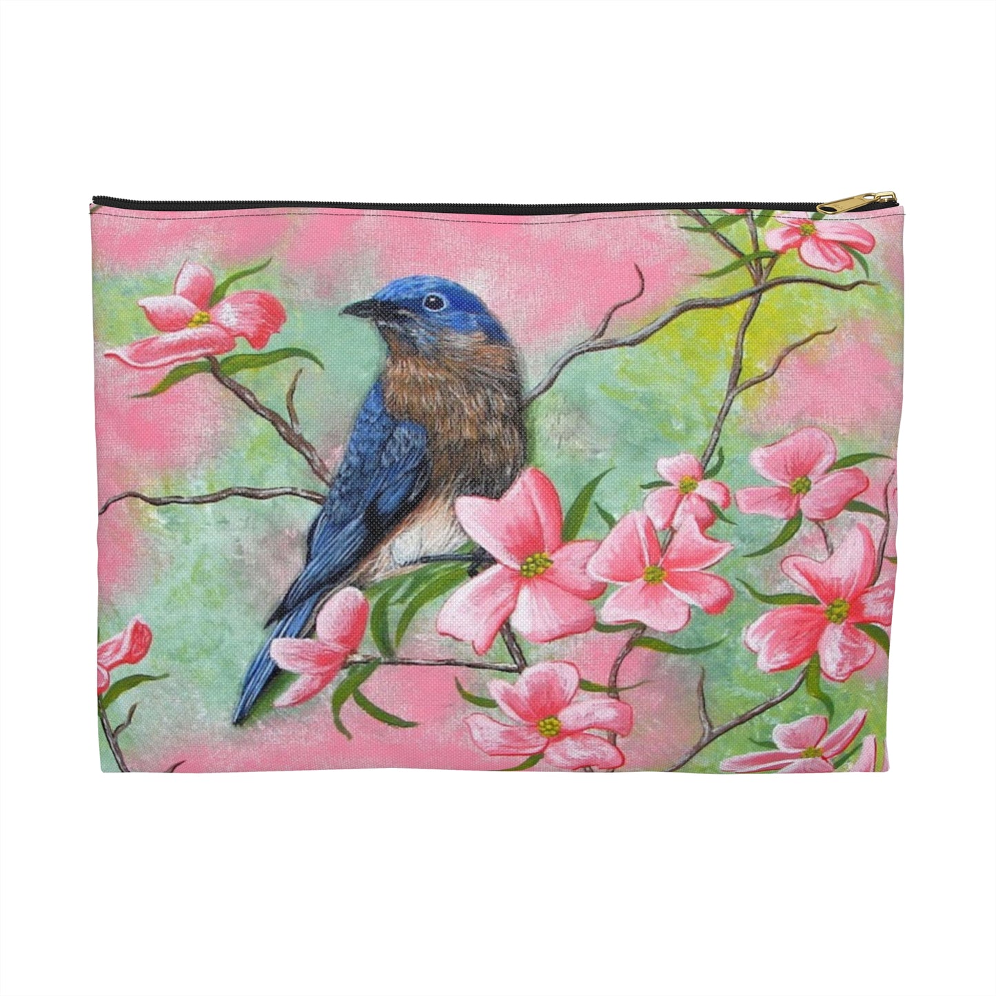 Accessory Pouch, Eastern Bluebird, Dogwood, Pretty In Pink, Wild Bird, Songbird, Oklahoma