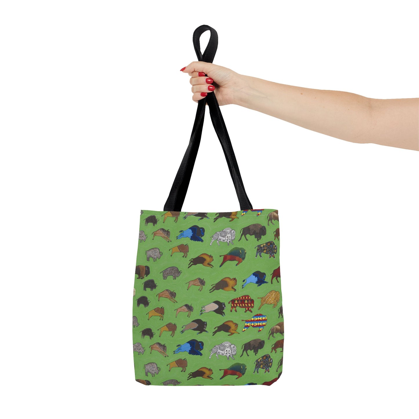 Tote Bag, Green, Bison Transition, Buffalo, Native American