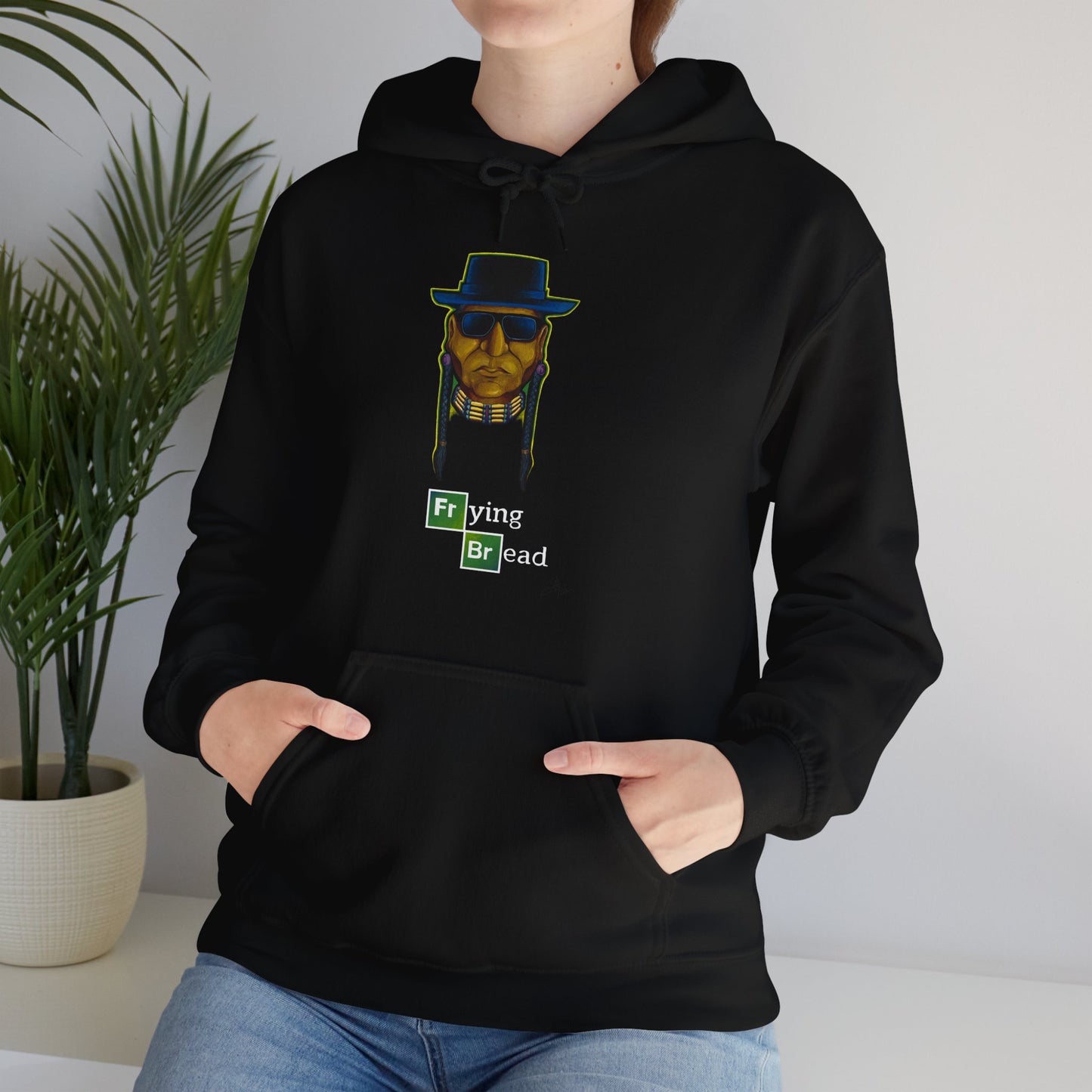 Unisex Heavy Blend™ Hooded Sweatshirt, Walter Red, Frying Bread, Native American, Pop Art, Native Humor