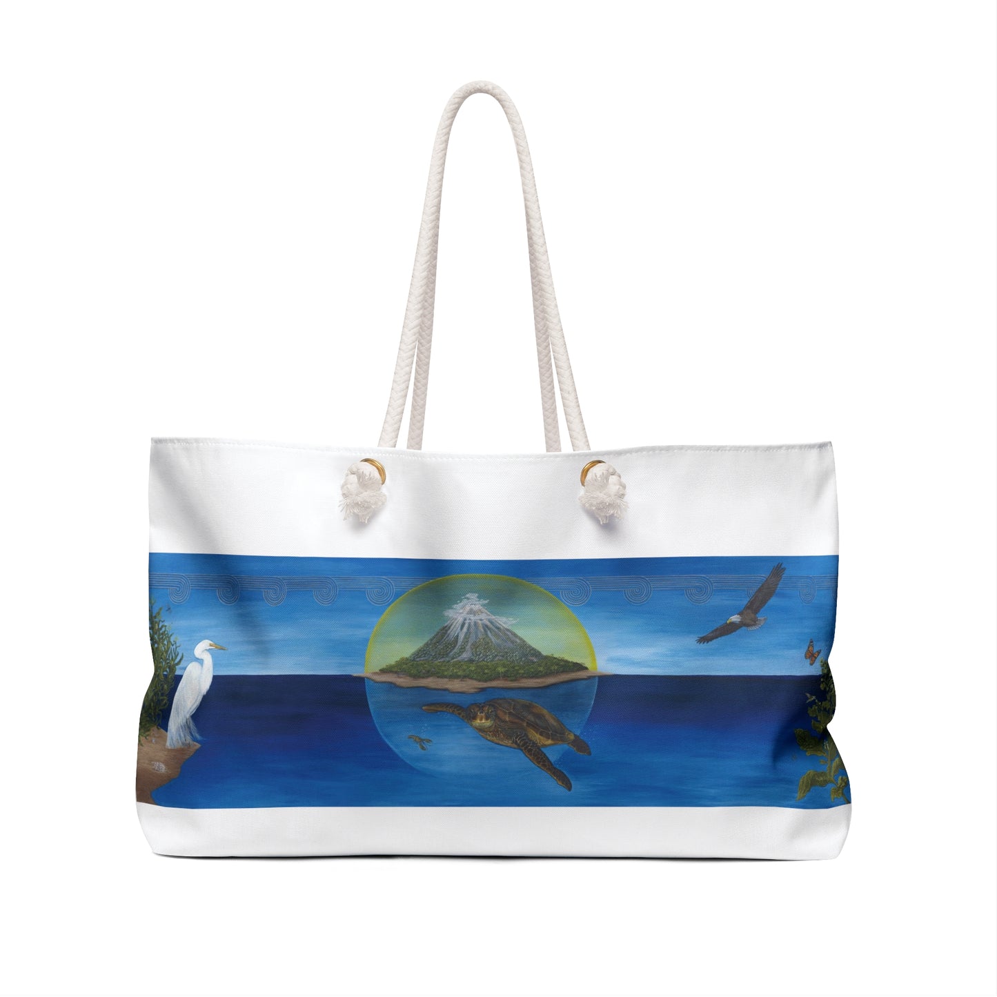 Weekender Bag with Seaturtle and Tropical Island Theme