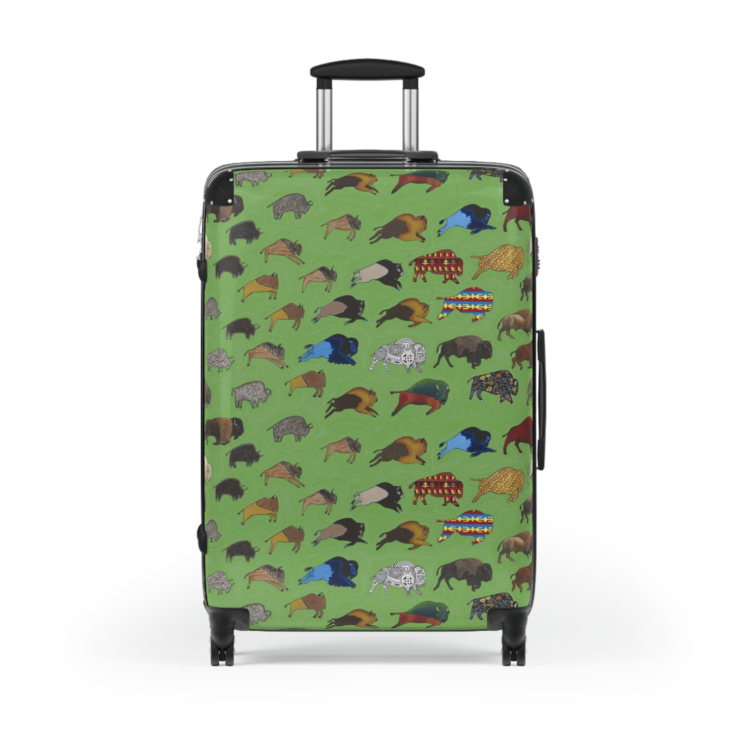 Suitcase, Green, Bison Transition, Buffalo, Native American, Carry On, Luggage