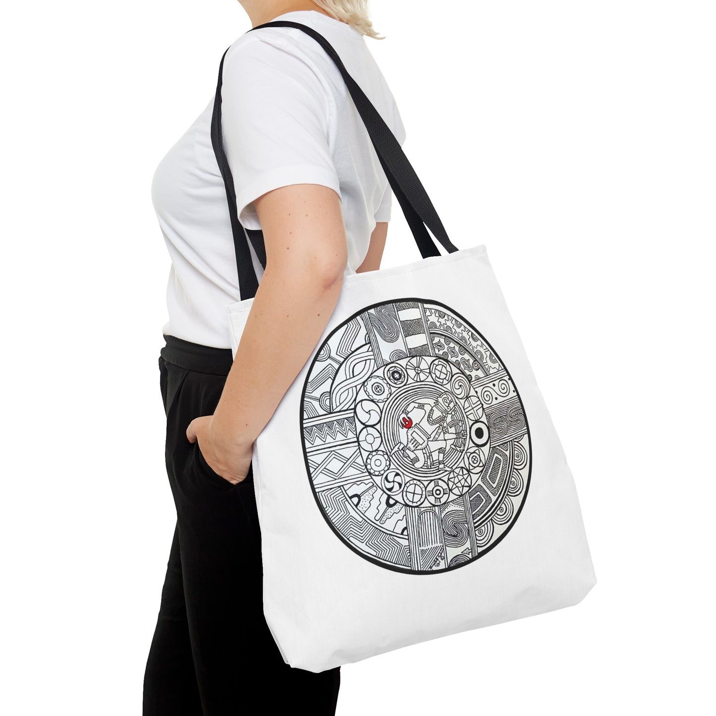 Native Tote Bag , SouthEastern Style, Ancient Tribal Mound Symbology, Chunkey player, Native American, Powwow Bag