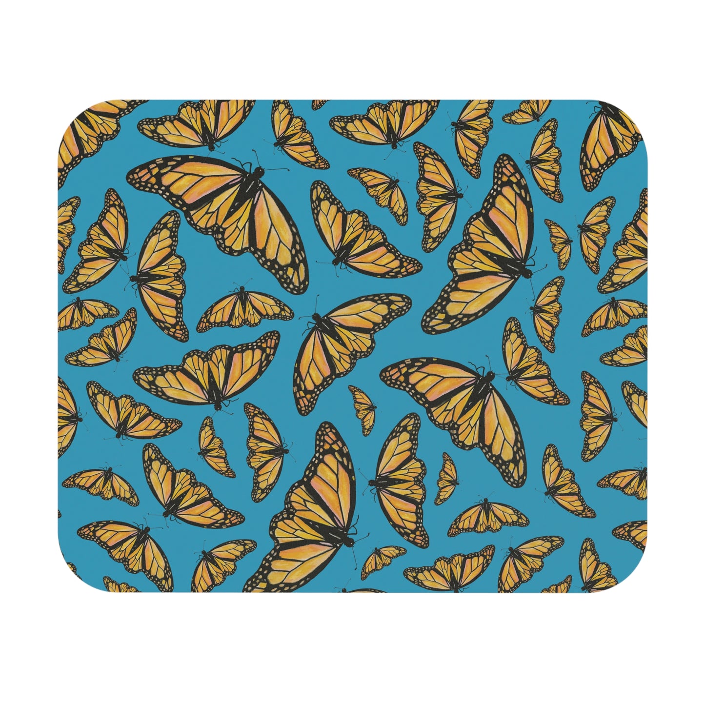 Mouse Pad ,Turquoise Background, Monarch, Butterfly, Kamama