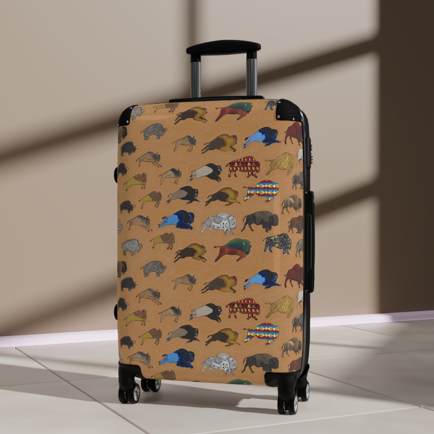 Suitcase, Brown, Bison Transition, Buffalo, Native American, Luggage, Carry On