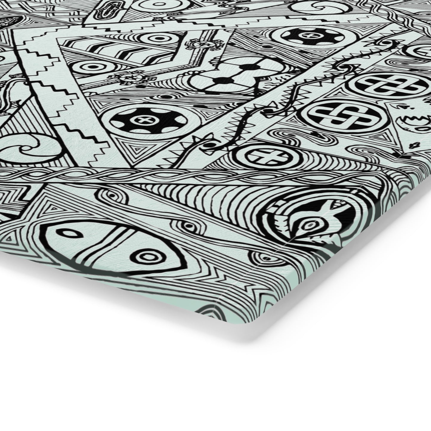 Cutting Board, Black and White Tribal Motif, Kitchen Accessory