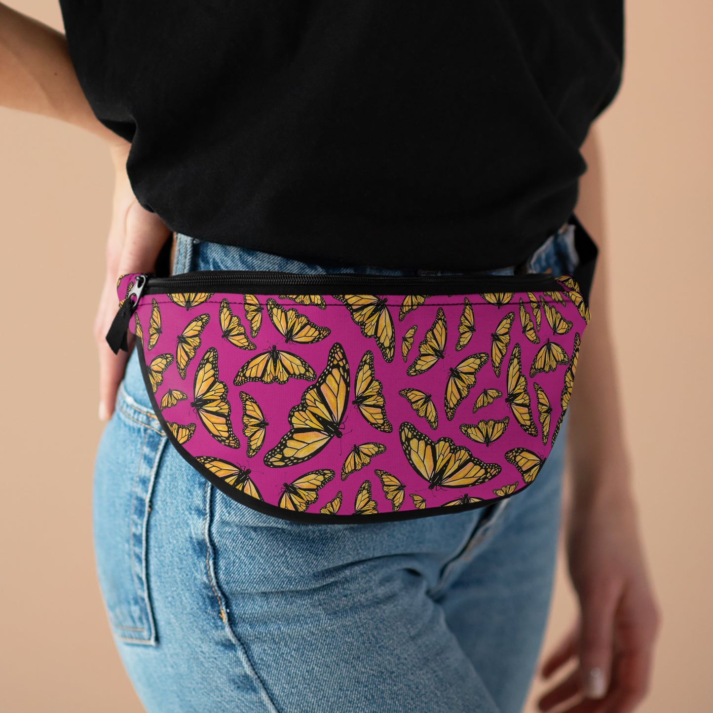 Fanny Pack, Hot Pink, Monarch, Butterfly, Kamama
