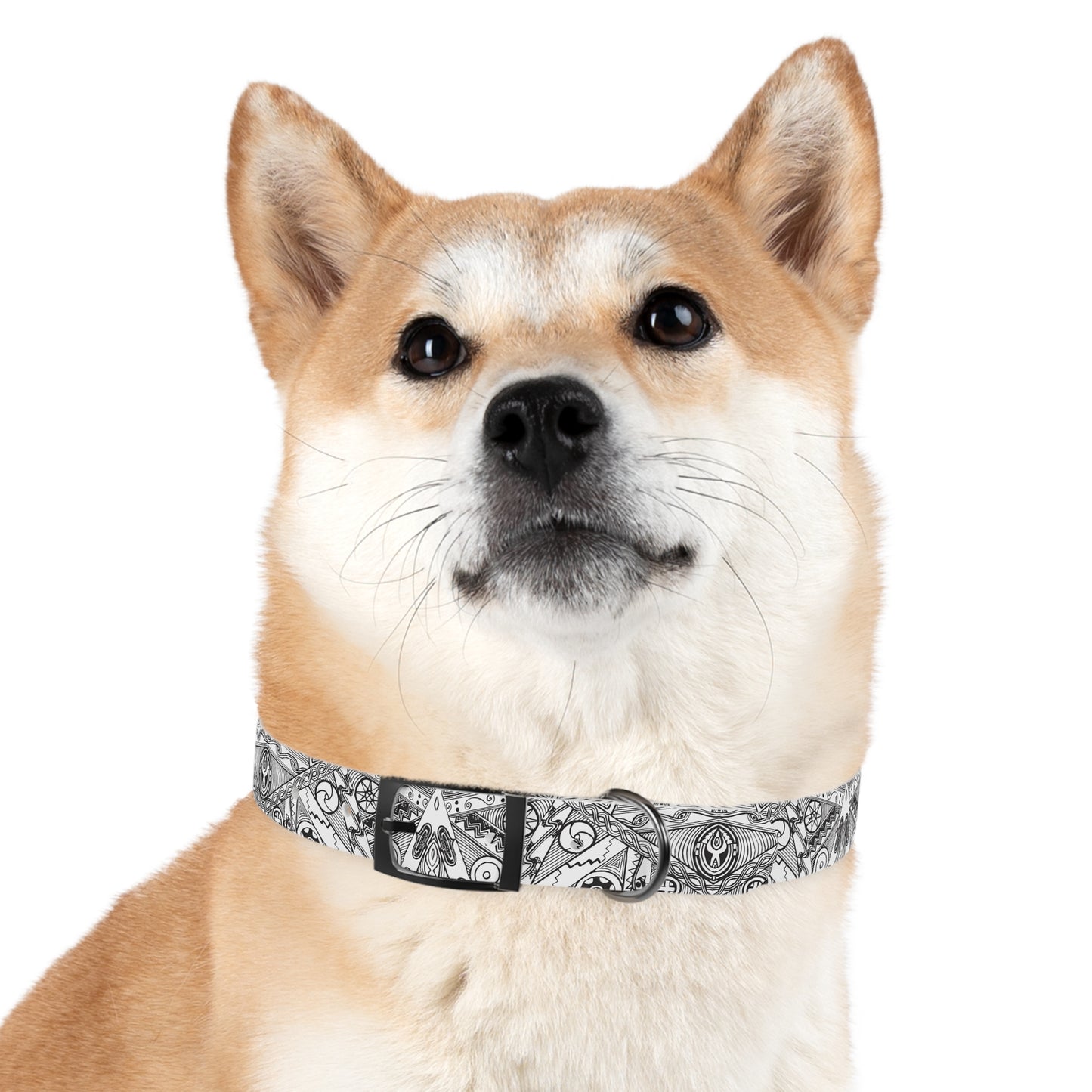 Black and White Tribal Motif Dog Collar, Pet Accessory