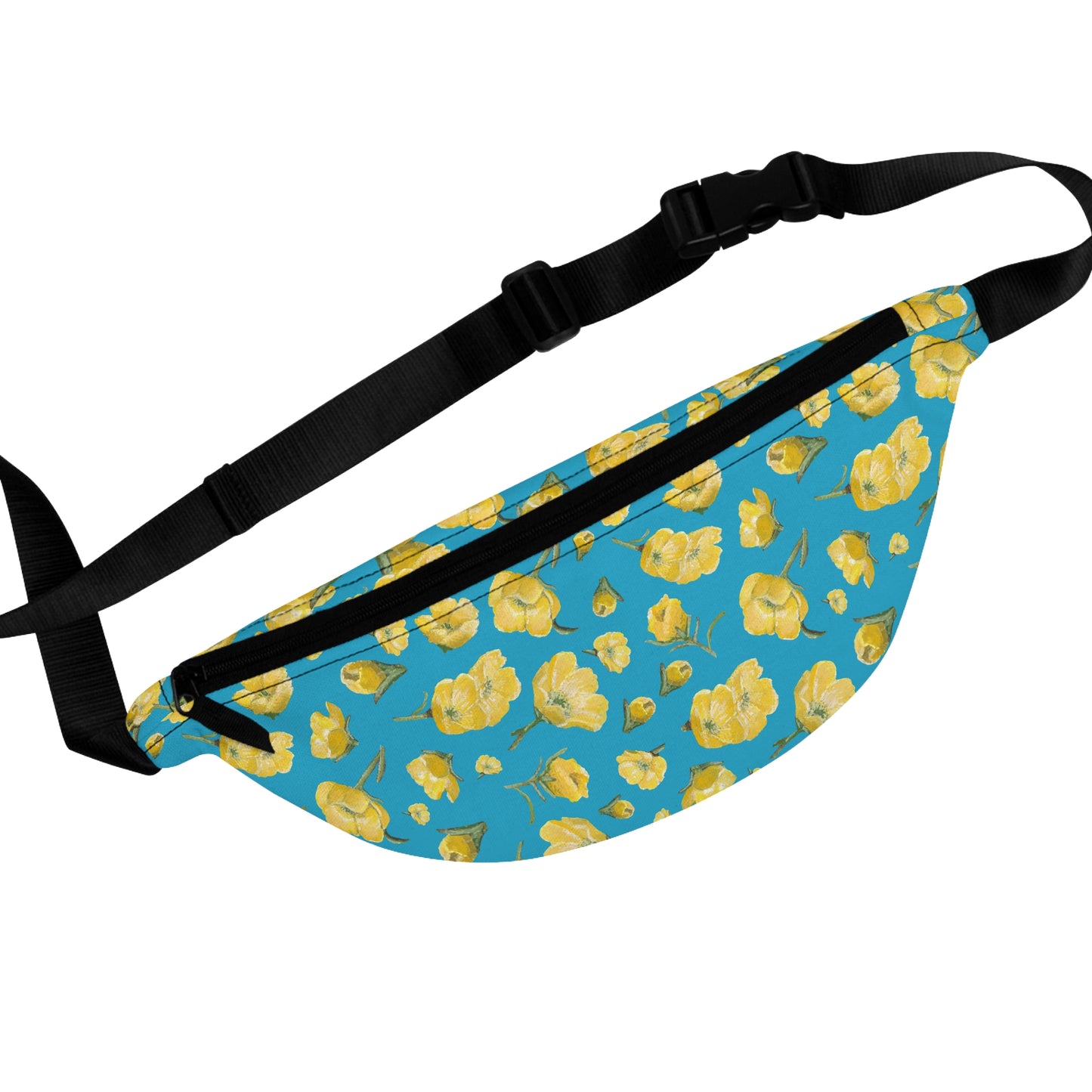 Fanny Pack, Turquoise Background, Buttercups, Yellow Wildflowers, Floral, Oklahoma