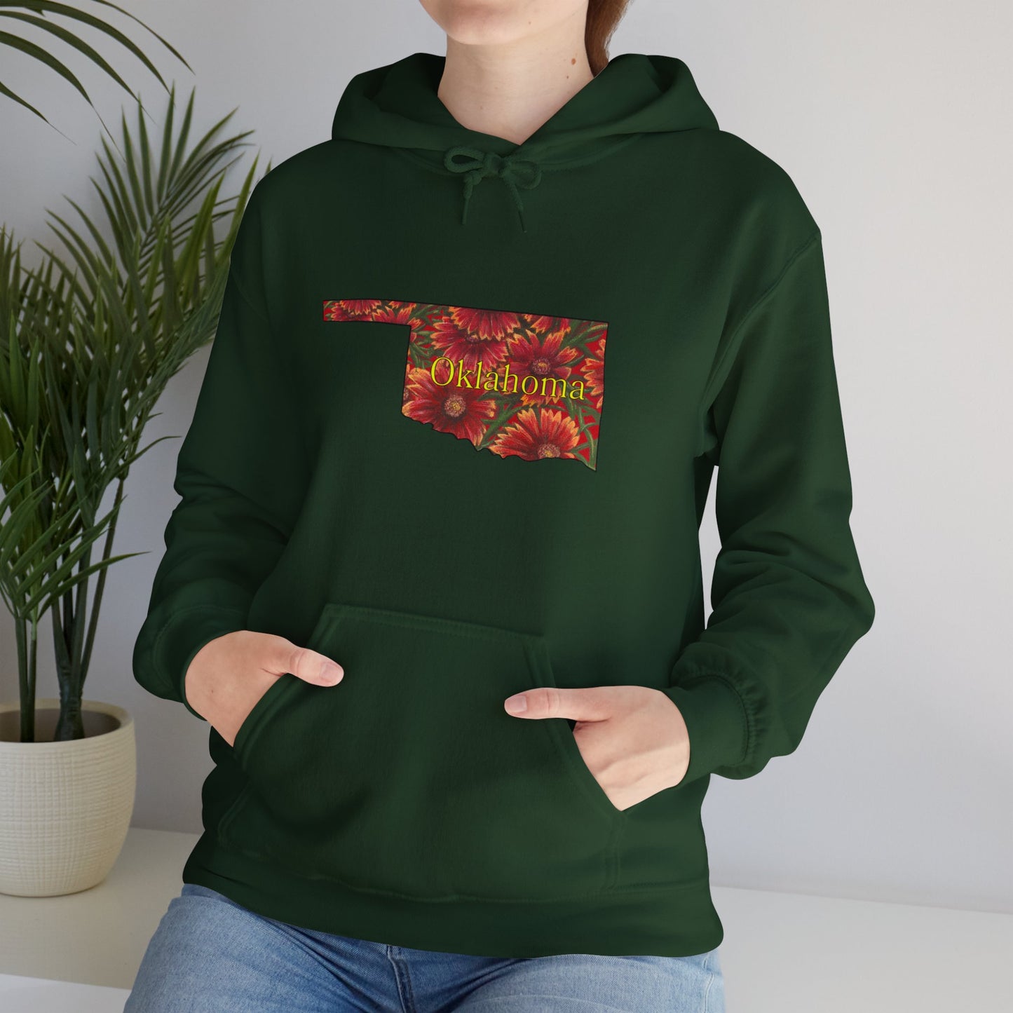 Unisex Heavy Blend™ Hooded Sweatshirt, Oklahoma, Indian Blanket, Oklahoma State Wildflowers
