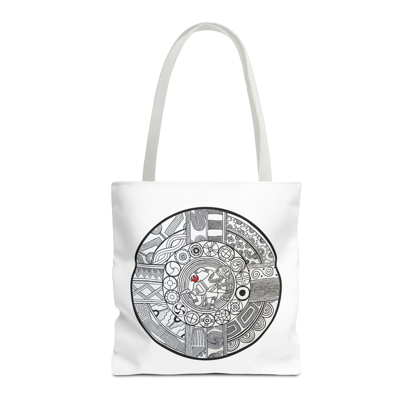 Native Tote Bag , SouthEastern Style, Ancient Tribal Mound Symbology, Chunkey player, Native American, Powwow Bag