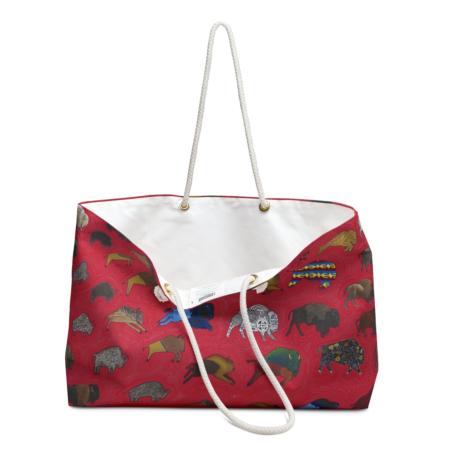 Weekender Bag, Red, Bison Transition, Native American, Buffalo, PowWow Tote