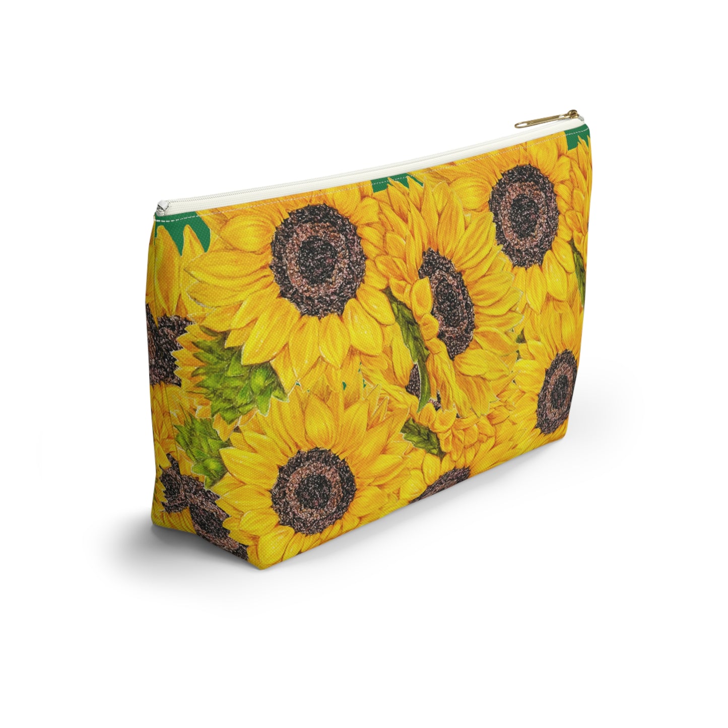 Accessory Pouch w T-bottom, Sunflower Theme, Oklahoma Wildflowers, Yellow Floral, Sunflower Art