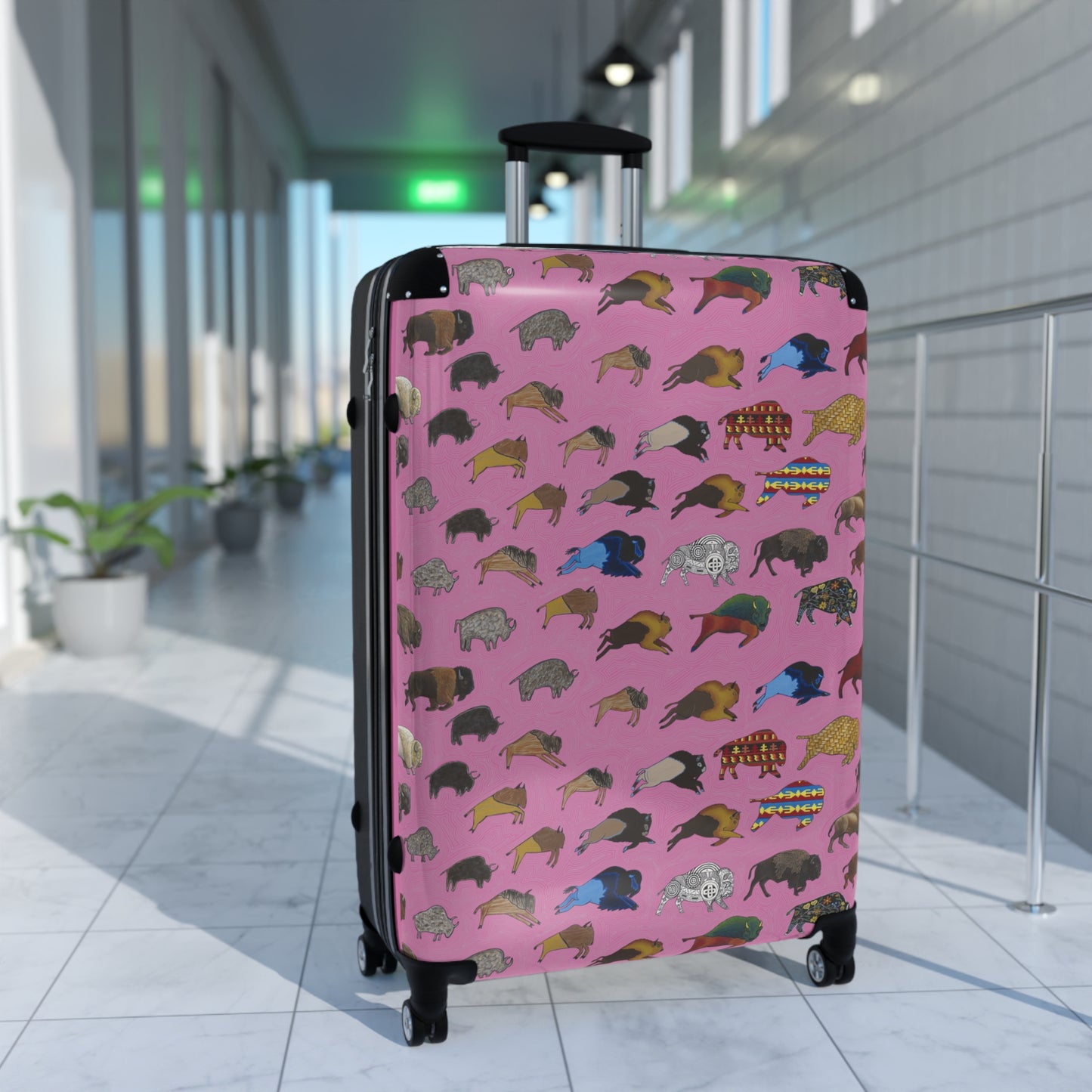 Suitcase, Pink, Bison Transition, Buffalo, Native American, Luggage, Carry On