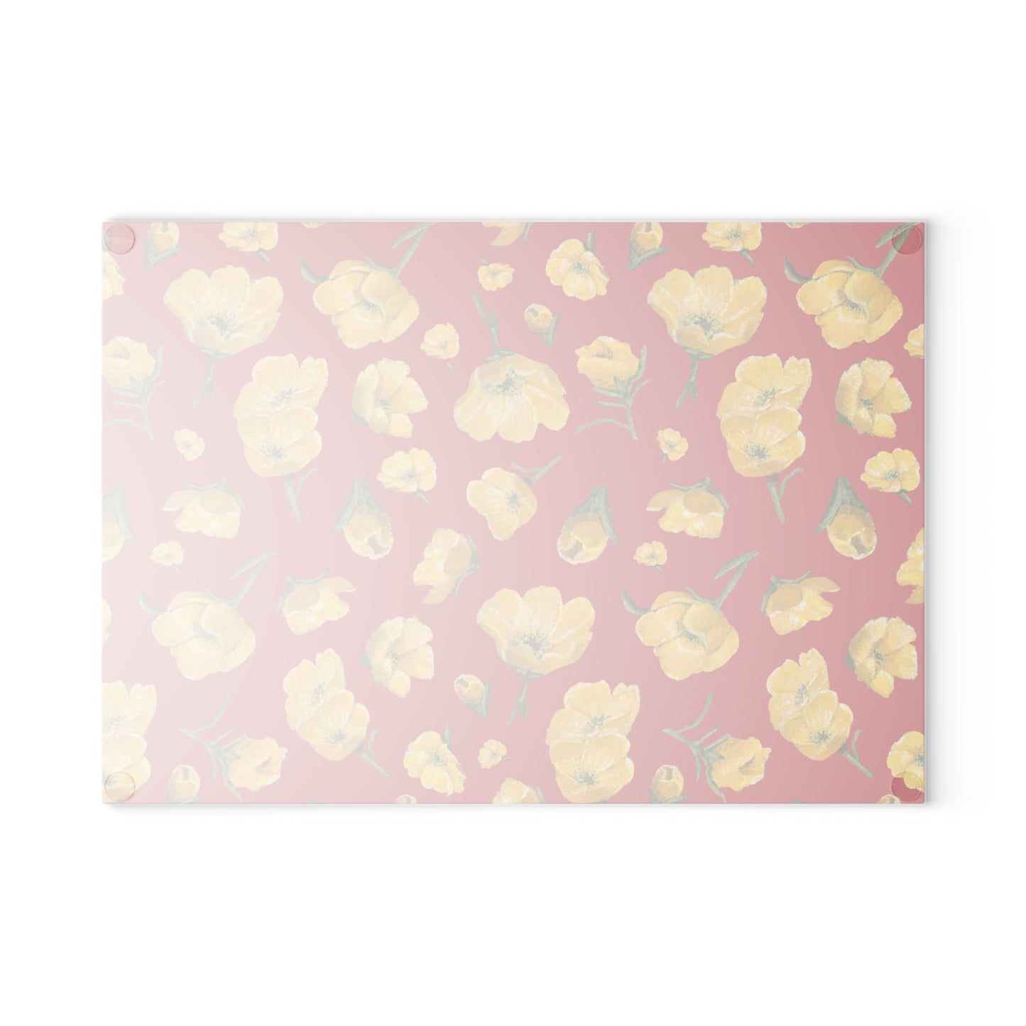 Glass Cutting Board, Kitchen Accessory, Buttercups, Red Background, Oklahoma Wildflower, Yellow Floral