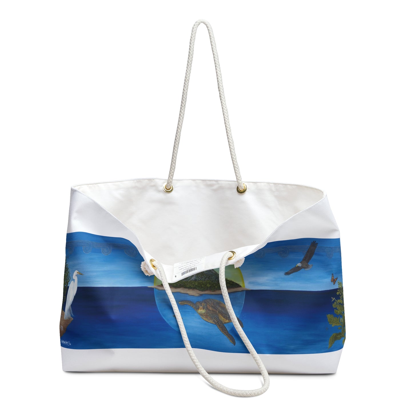 Weekender Bag with Seaturtle and Tropical Island Theme