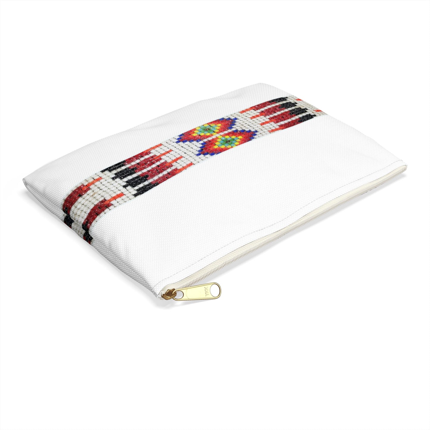 Accessory Pouch, PRINTED Native American bead design, flat pouch, pencil case, cosmetic travel bag, zipper bag