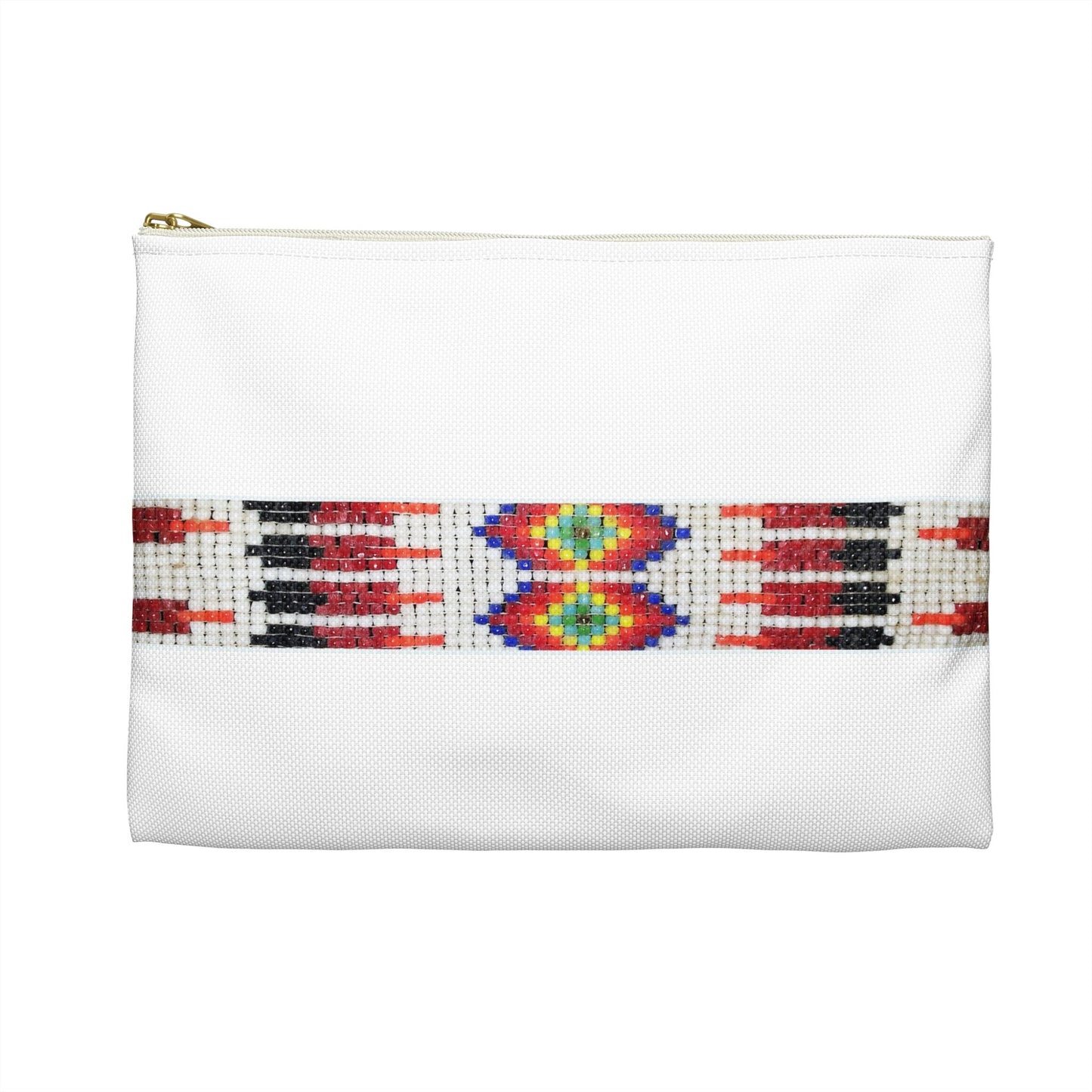 Accessory Pouch, PRINTED Native American bead design, flat pouch, pencil case, cosmetic travel bag, zipper bag