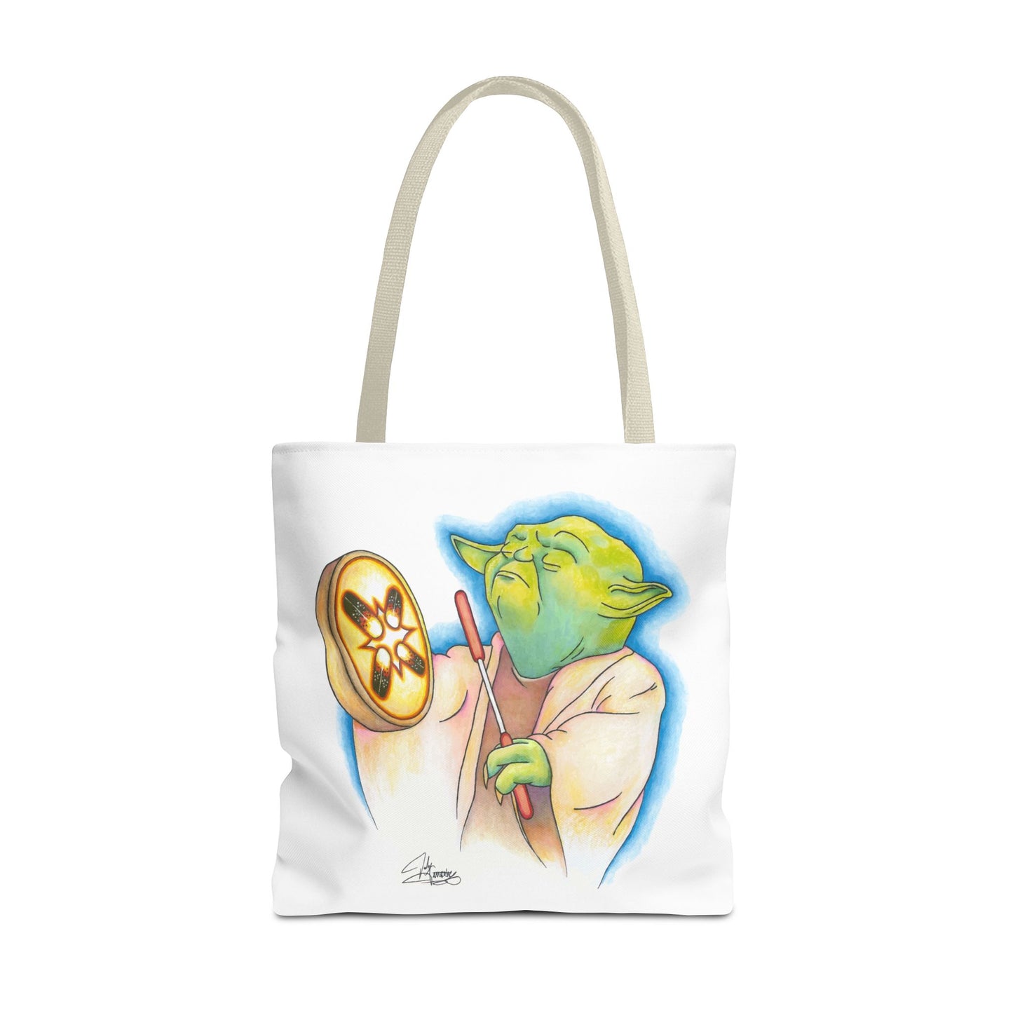 Tote Bag, Alien Playing Native Hand Drum, Native Pop Humor, Native American