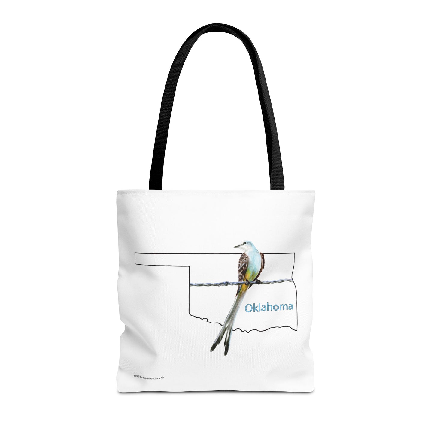 Tote Bag - Oklahoma Scissor-tailed Flycatcher — State Bird Map Canvas Tote