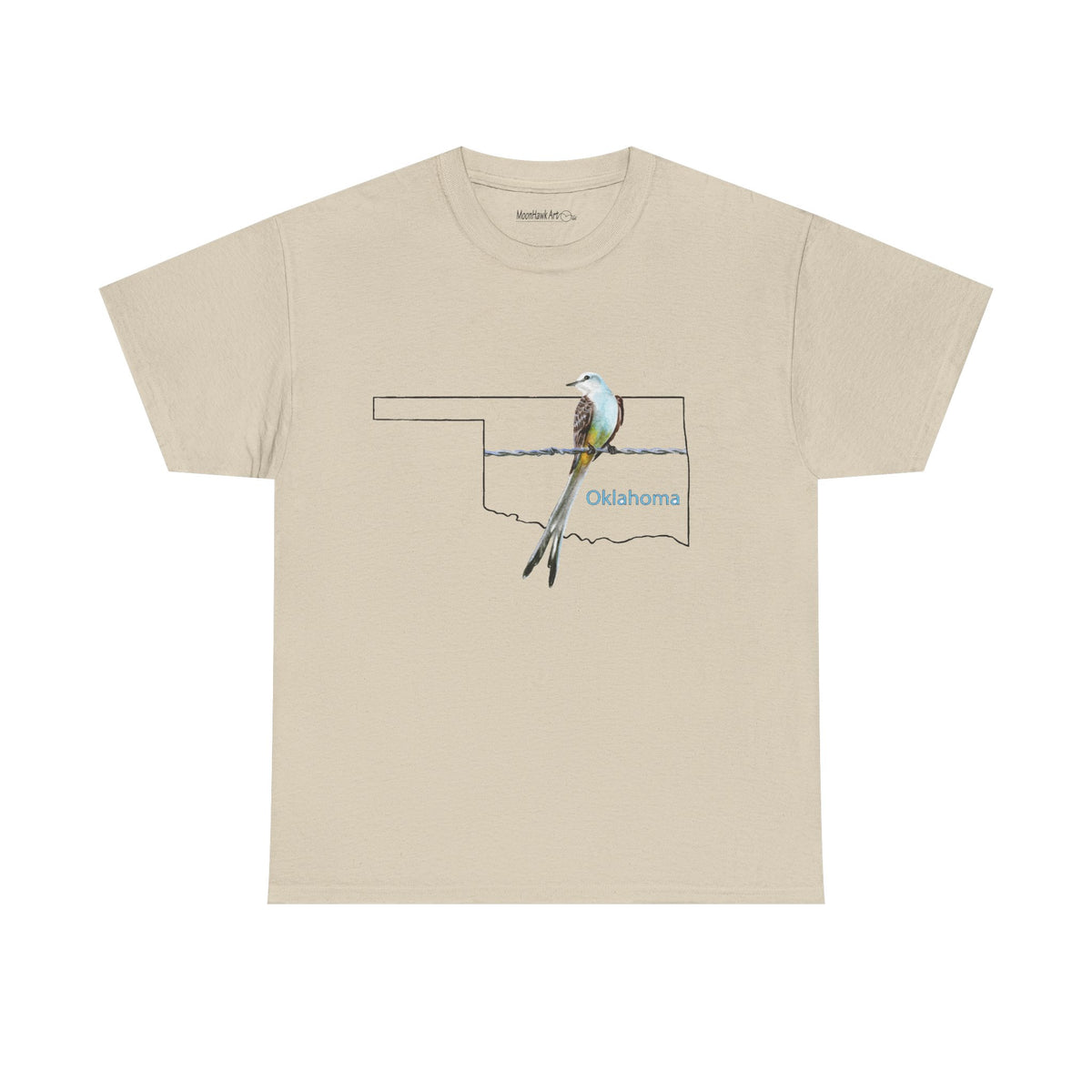 Unisex Heavy Cotton Tee, Scissortail Flycatcher, Oklahoma State Bird, Oklahoma T-shirt, Native design