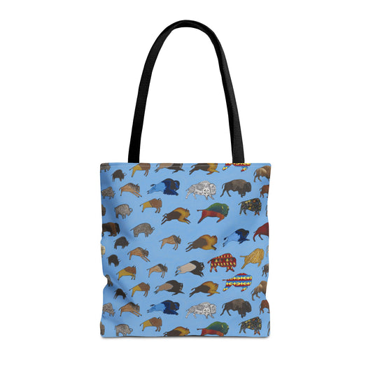 Tote Bag, Blue, Bison Transition, Buffalo, Native American