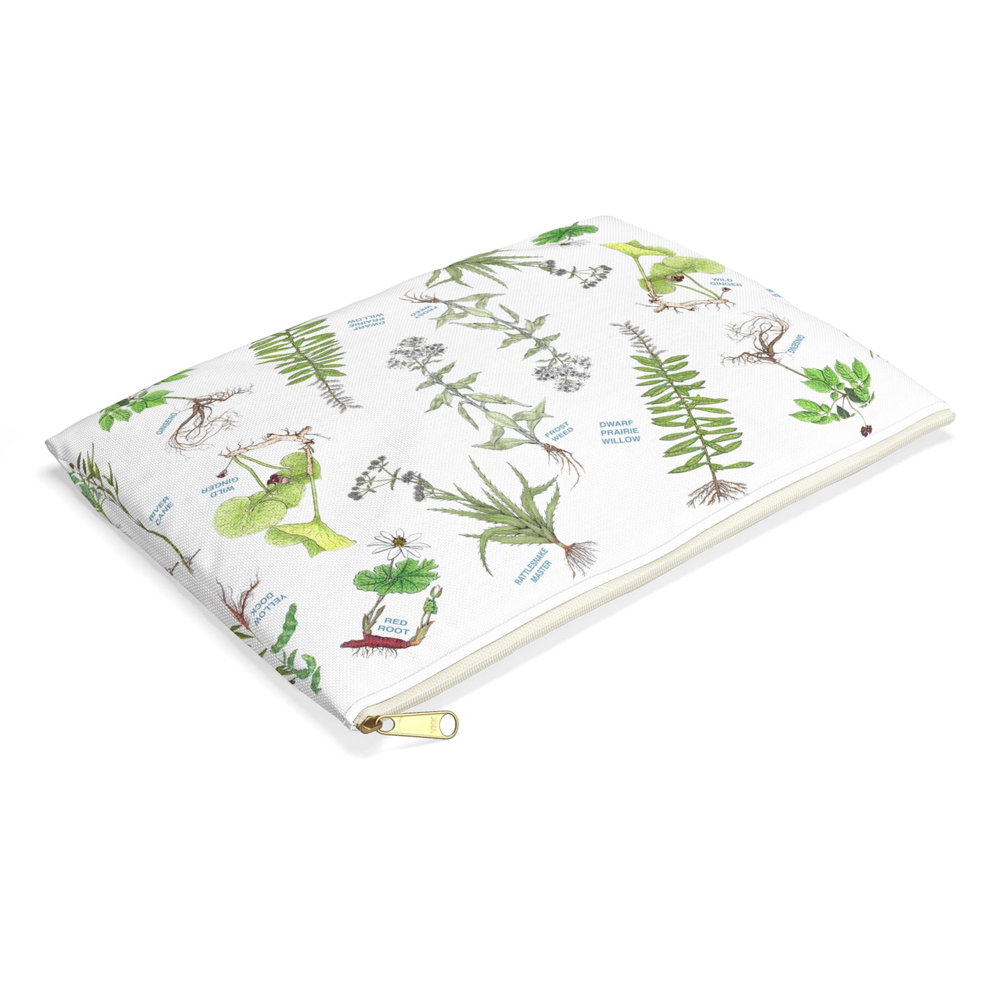 Cherokee Botanical Print Accessory Pouch — Native Plant Pattern Makeup Bag