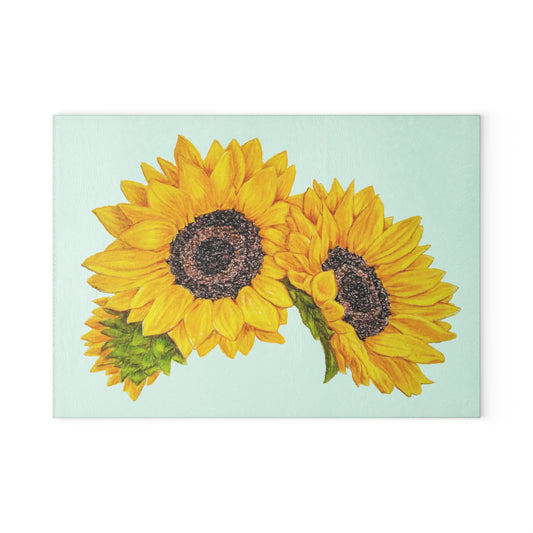 Glass Cutting Board, Kitchen Accessory, Sunflower Theme, Sunflower Art, Wildflowers, Oklahoma Wildflower, Yellow Floral