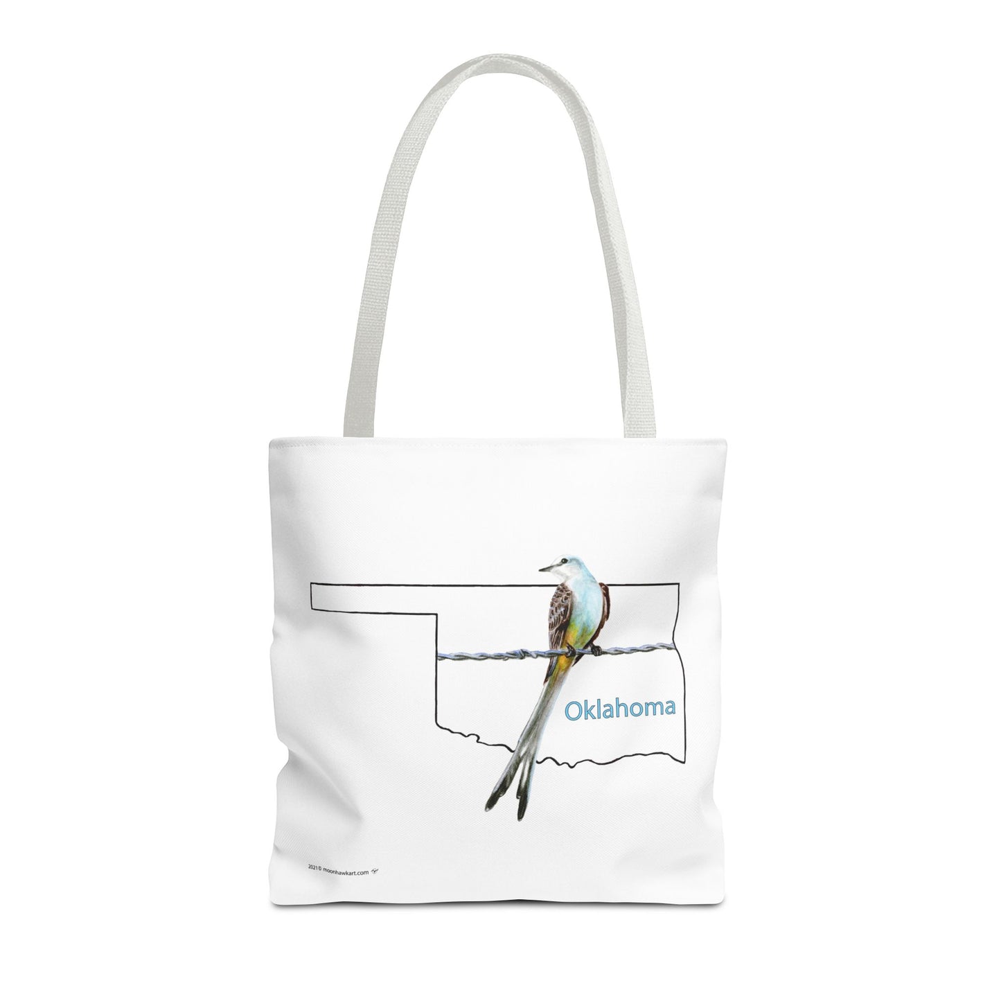Tote Bag - Oklahoma Scissor-tailed Flycatcher — State Bird Map Canvas Tote