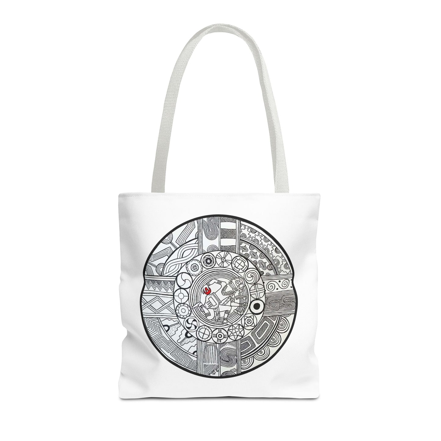 Tote Bag , SouthEastern Style, Ancient Tribal Mound Symbology, Chunkey player, Native American