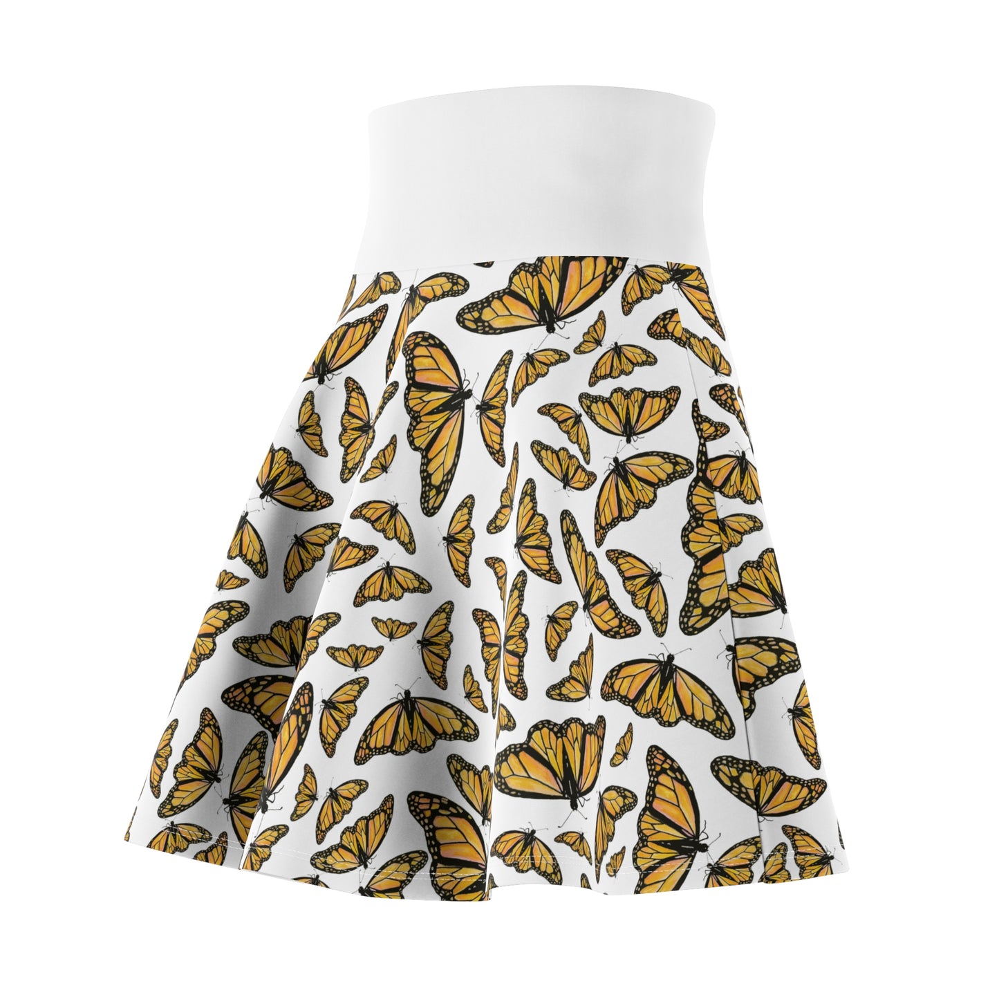 Women's Skater Skirt, Monarch, White Background, Butterfly, Kamama