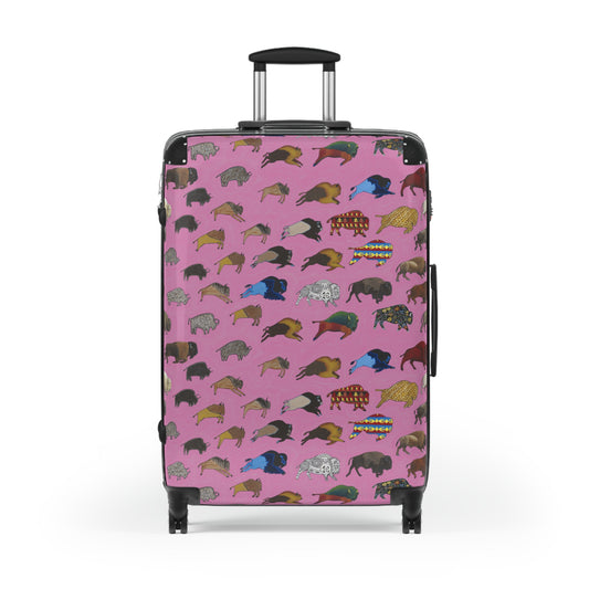 Suitcase, Pink, Bison Transition, Buffalo, Native American, Luggage, Carry On