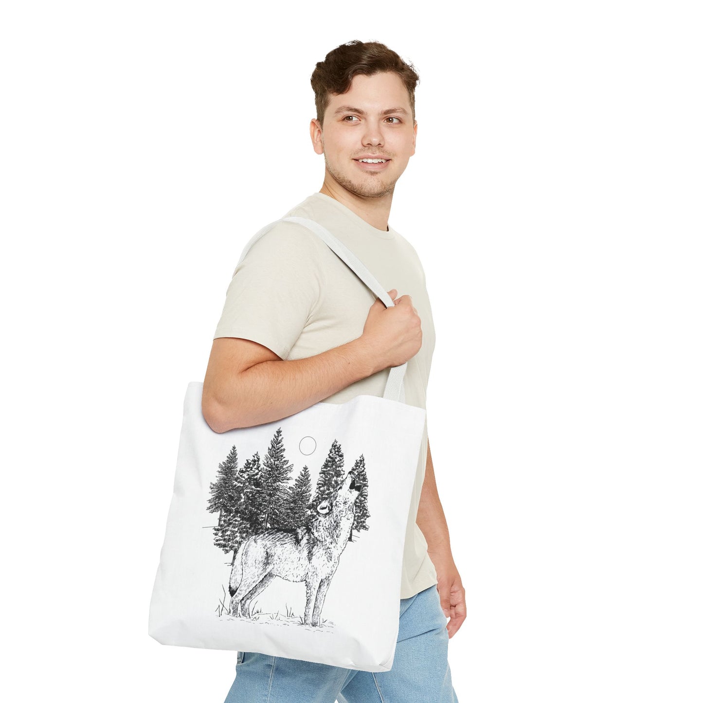 Howling Wolf Tote Bag , Travel tote, Powwow bag, Native American design