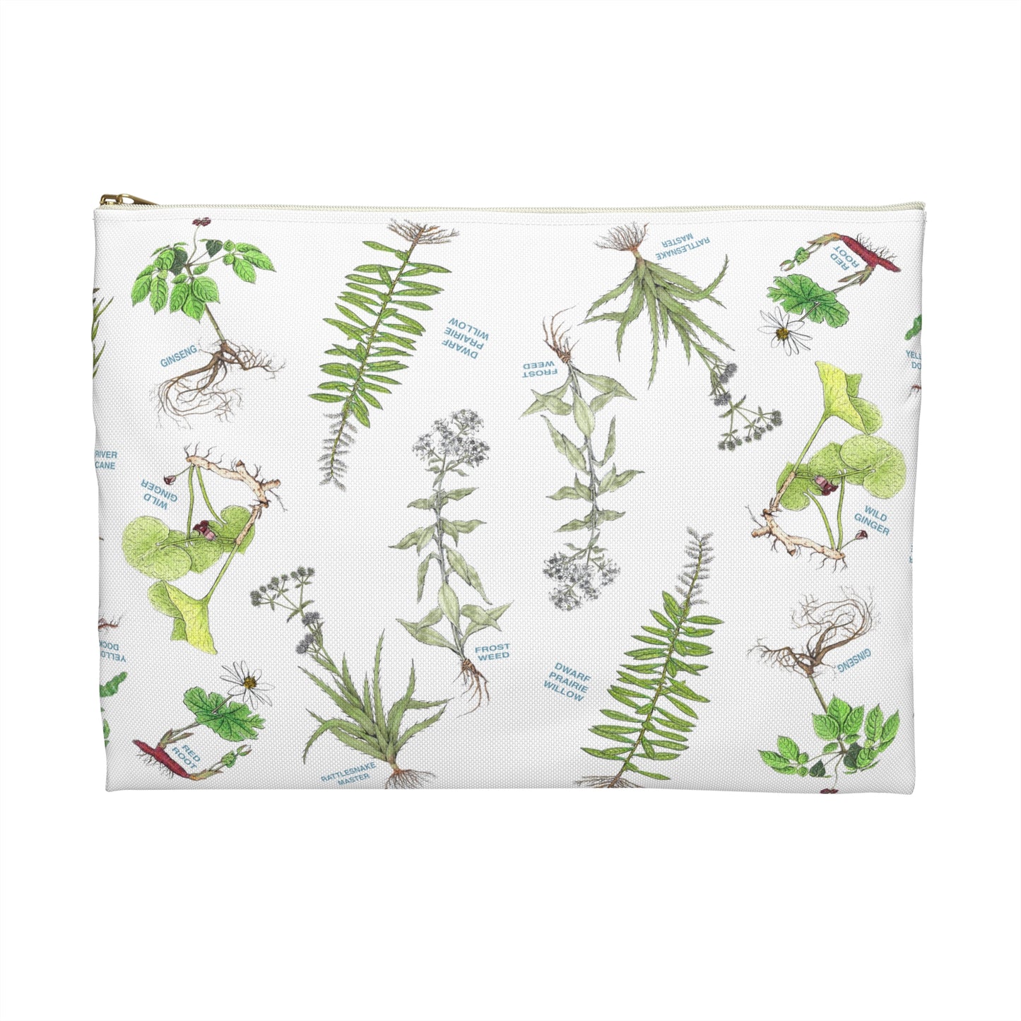 Cherokee Botanical Print Accessory Pouch — Native Plant Pattern Makeup Bag