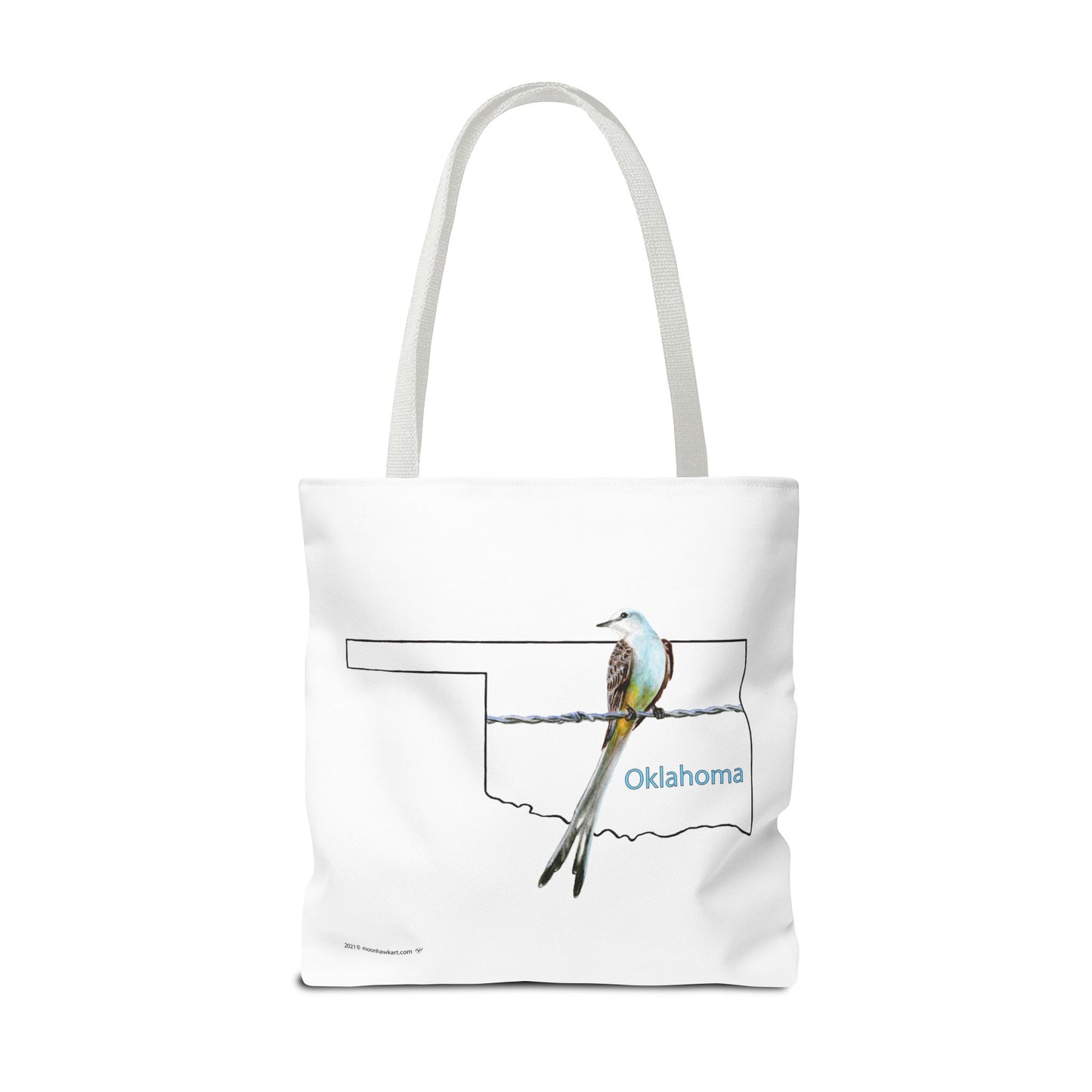 Tote Bag - Oklahoma Scissor-tailed Flycatcher — State Bird Map Canvas Tote