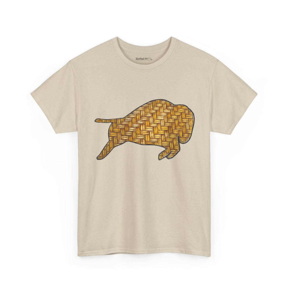 Unisex Heavy Cotton Tee, Euchee Basket Weave Design Bison, Native American Bison Art, Buffalo Art