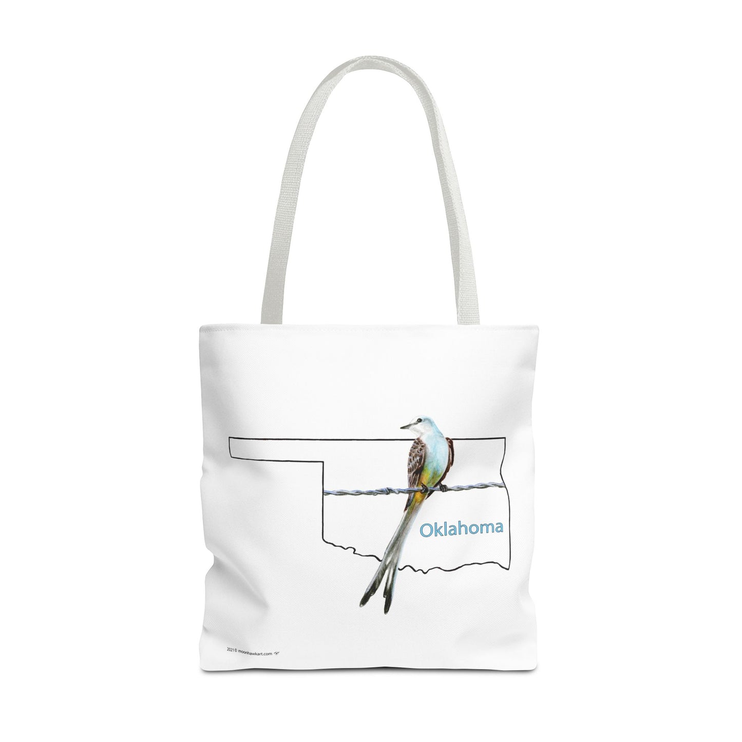 Tote Bag - Oklahoma Scissor-tailed Flycatcher — State Bird Map Canvas Tote