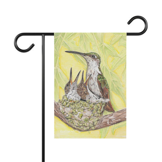 Garden & House Banner, Hummingbird Mother and Babies
