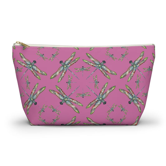 Accessory Pouch w T-bottom, Dragonfly, Yellow, Native American design, Makeup bag, Pencil case, Travel cosmetic pouch