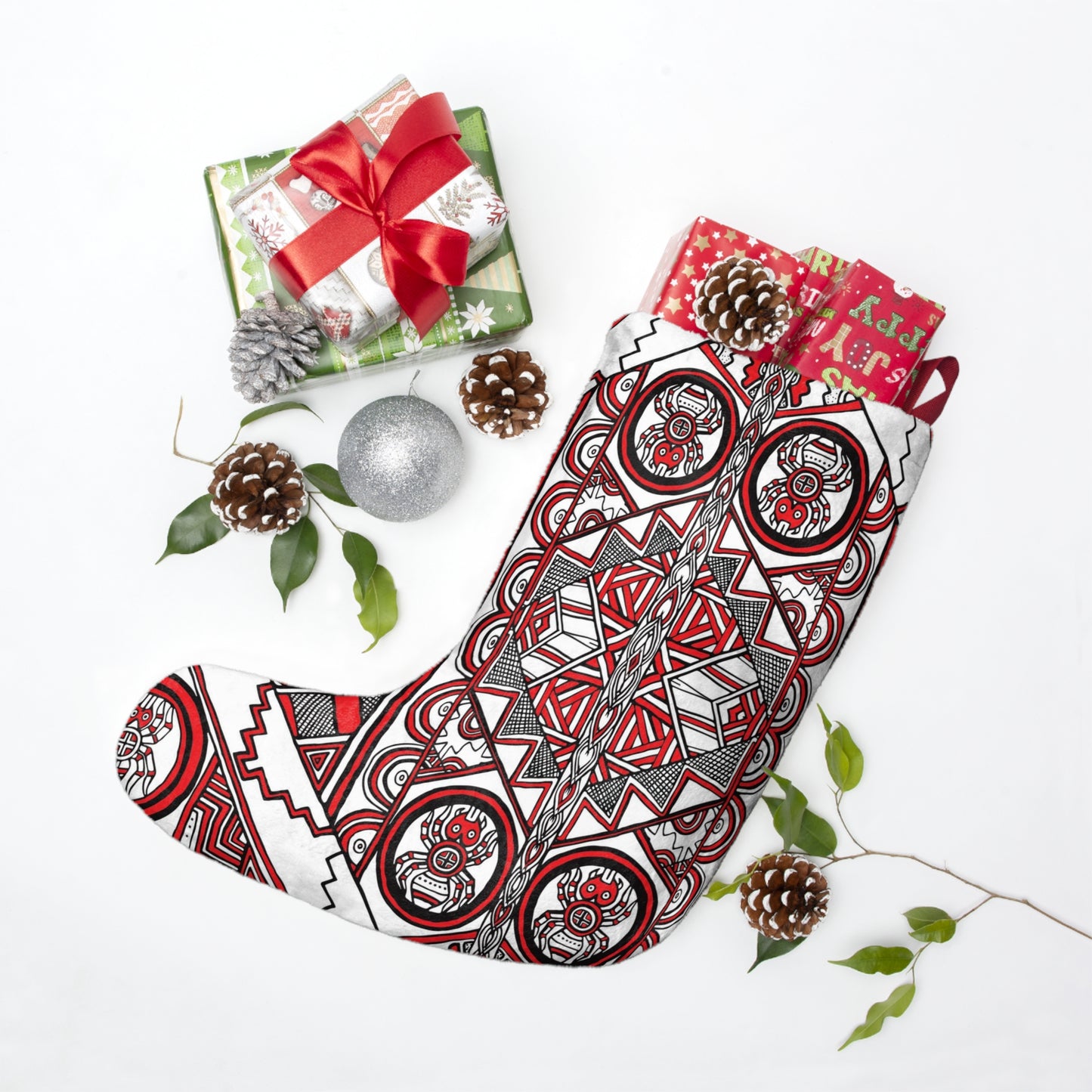 Christmas Stockings, SouthEast Spider Motif, Mound Symbols, Ancient Tribal Design, Native American