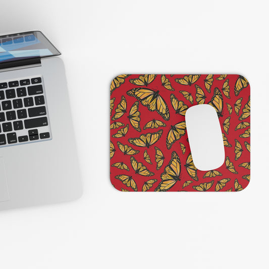 Mouse Pad, Red, Monarch, Butterfly, Kamama